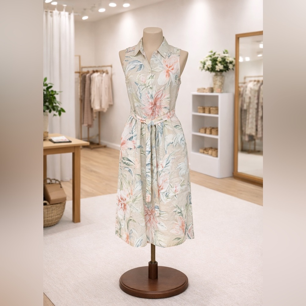 Tommy Bahama Floral Sleeveless Midi Dress in Pastel Green and Pink